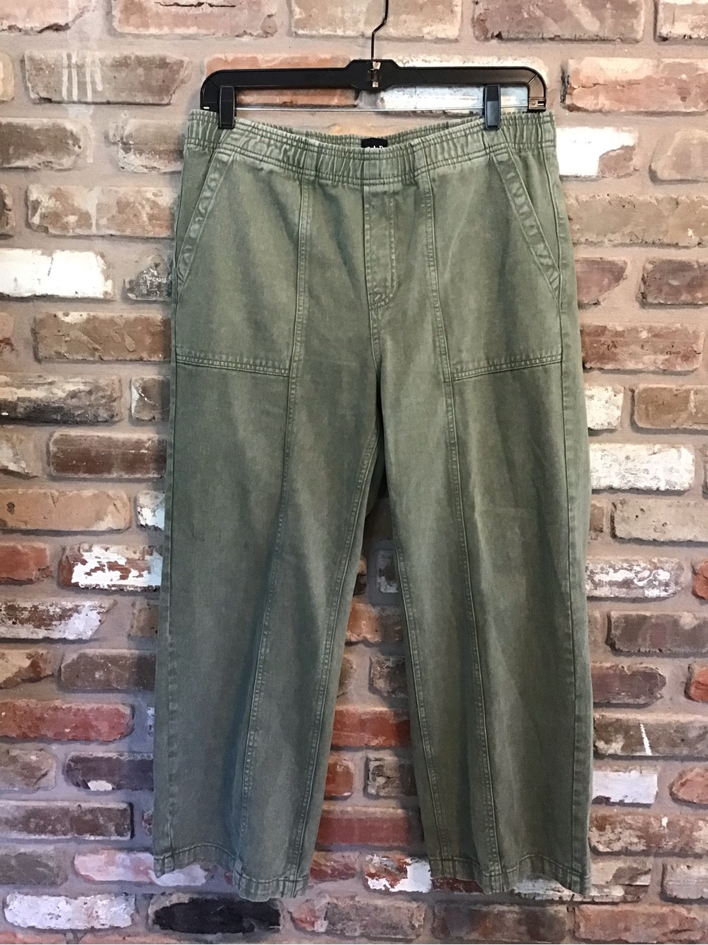 GAP Women's Pullon Olive Wide-Leg High Rise Utility Jeans L - Picture 2 of 5